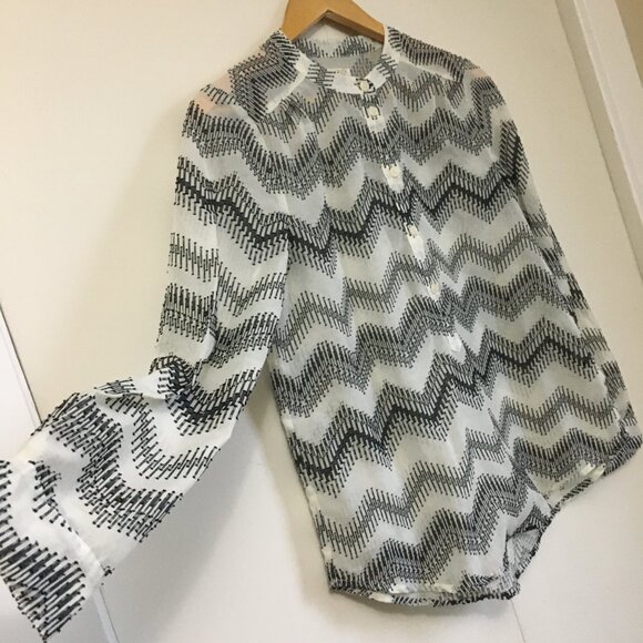 J. Crew Factory Zig Zag Clip Dot Popover Top - Picture 5 of 16